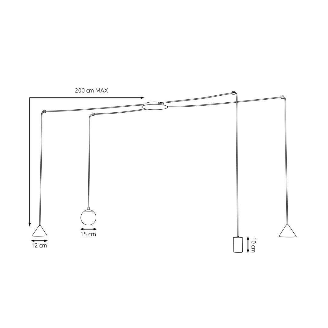 Emibig Visilica FUJI 230V 10W MAX LED E14, GU10, GX53 Čelik Crna