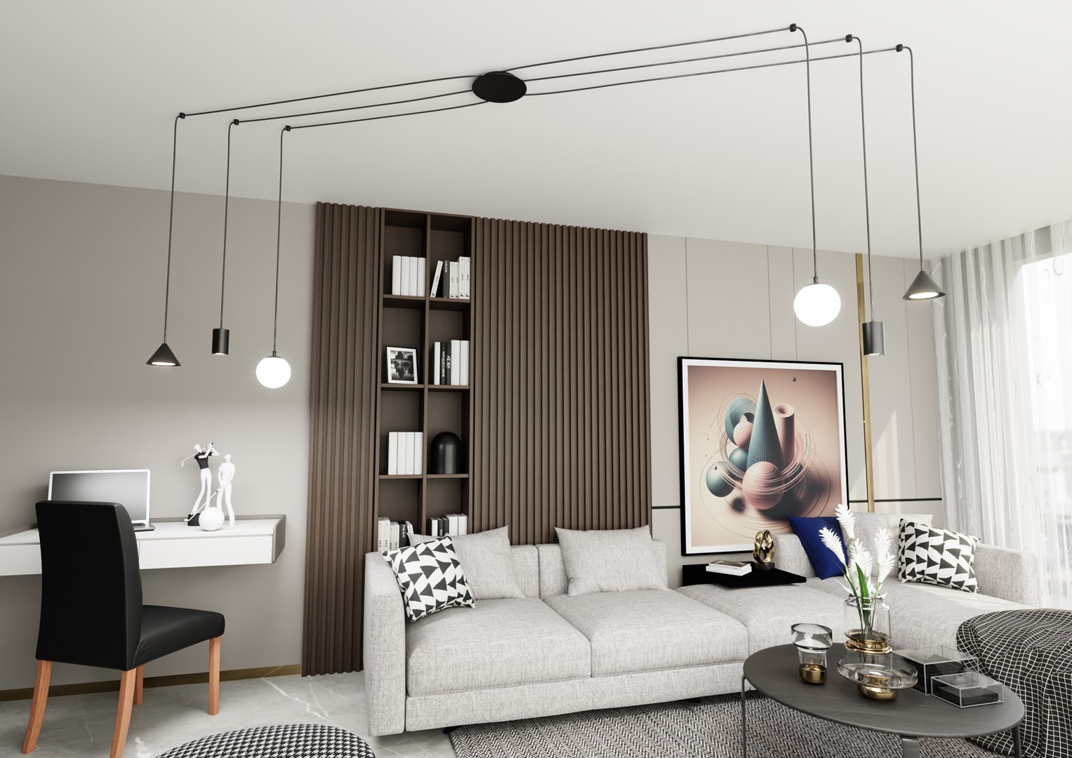 Emibig Visilica FUJI 230V 10W MAX LED E14, GU10, GX53 Čelik Crna