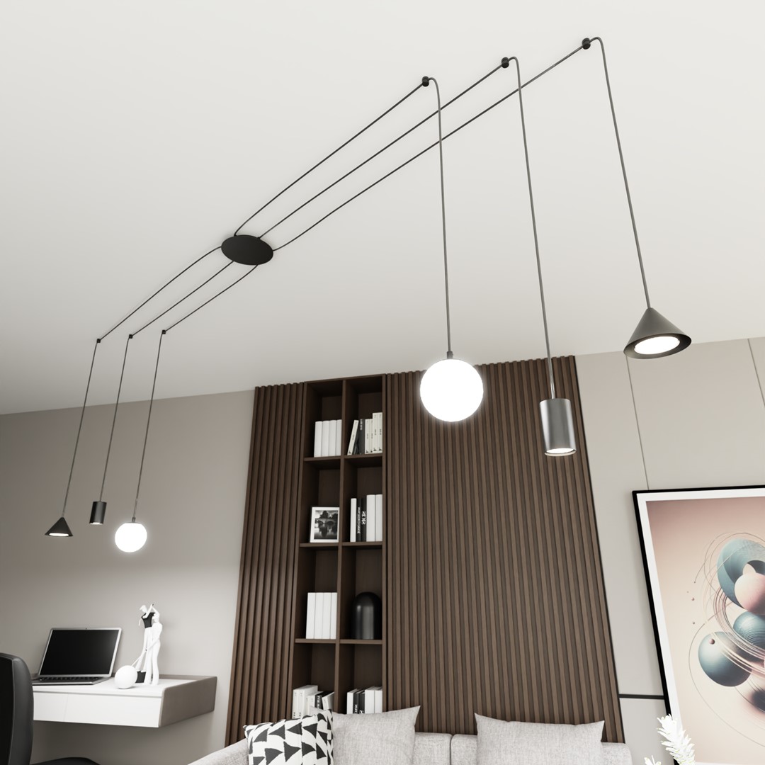 Emibig Visilica FUJI 230V 10W MAX LED E14, GU10, GX53 Čelik Crna