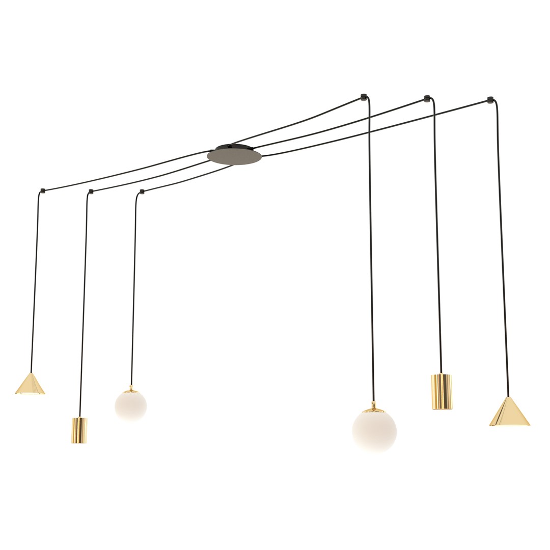 Emibig Visilica FUJI 230V 10W MAX LED E14, GU10, GX53 Čelik Zlatna/ crna