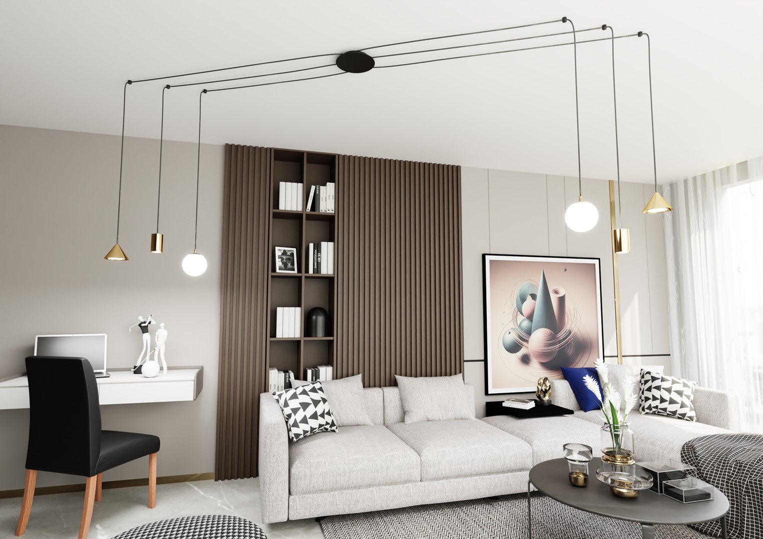 Emibig Visilica FUJI 230V 10W MAX LED E14, GU10, GX53 Čelik Zlatna/ crna