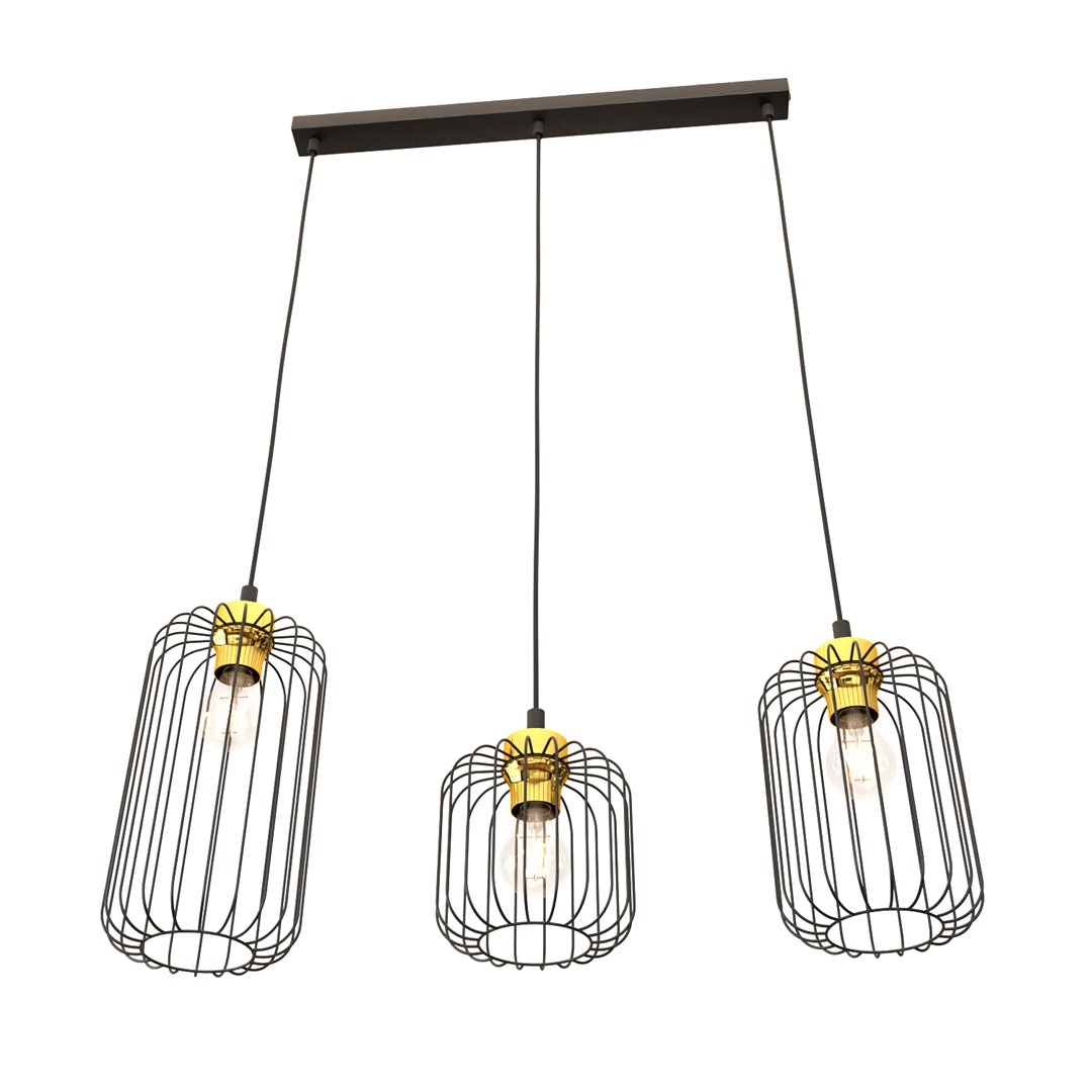 Emibig Visilica VANDER 230V 15W MAX LED E27 Čelik Crna/ Zlatna