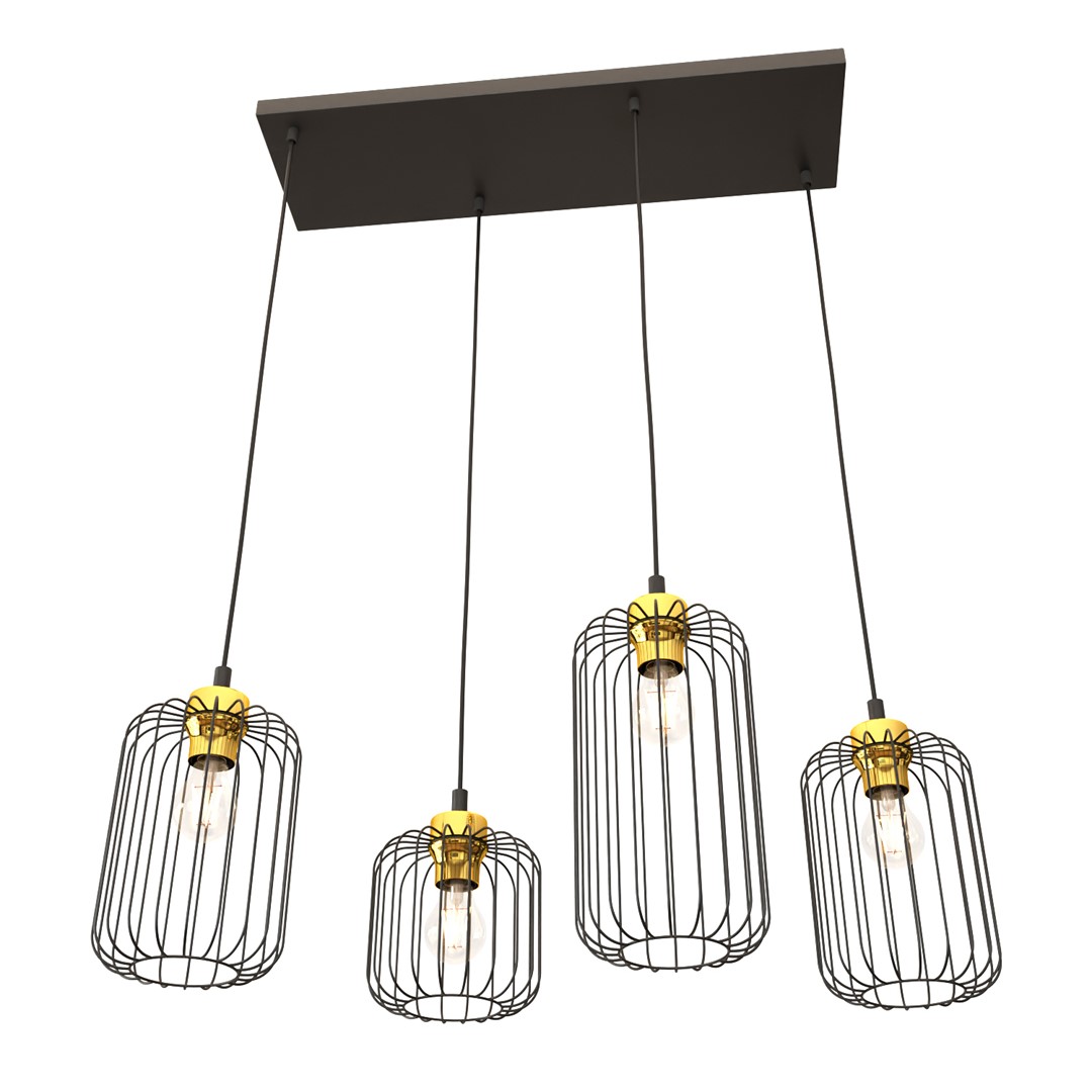 Emibig Visilica VANDER 230V 15W MAX LED E27 Čelik Crna/ Zlatna