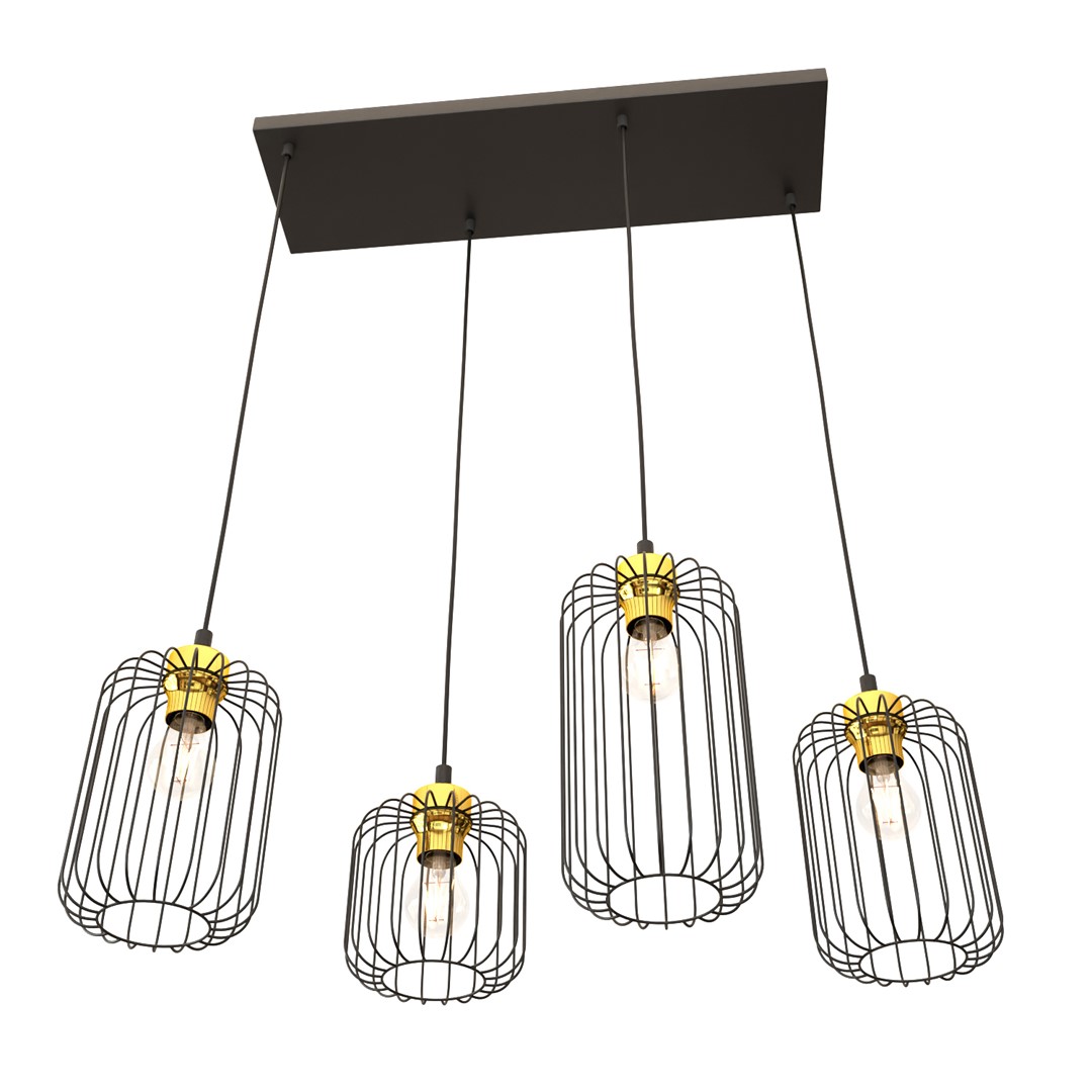 Emibig Visilica VANDER 230V 15W MAX LED E27 Čelik Crna/ Zlatna