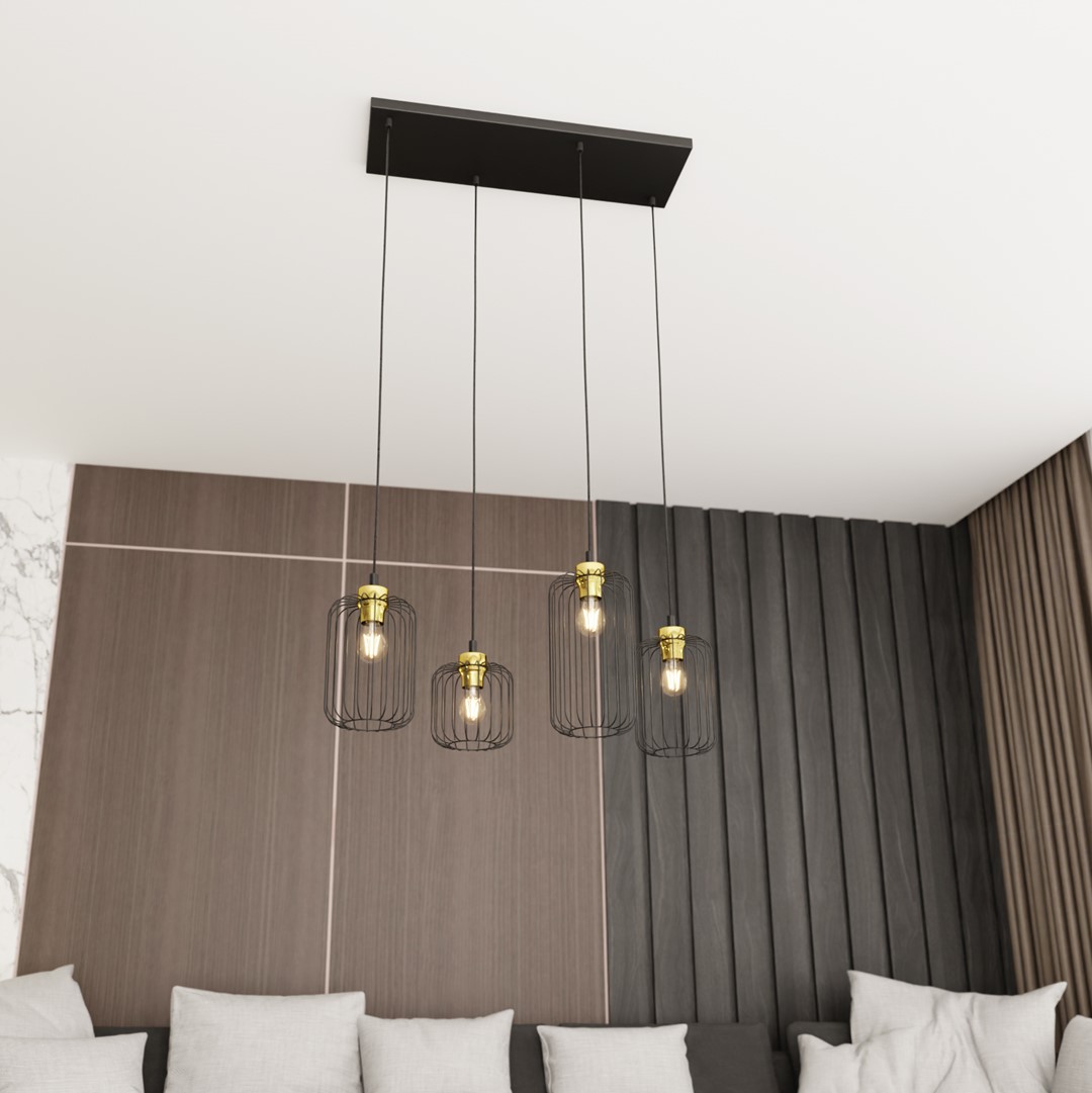 Emibig Visilica VANDER 230V 15W MAX LED E27 Čelik Crna/ Zlatna