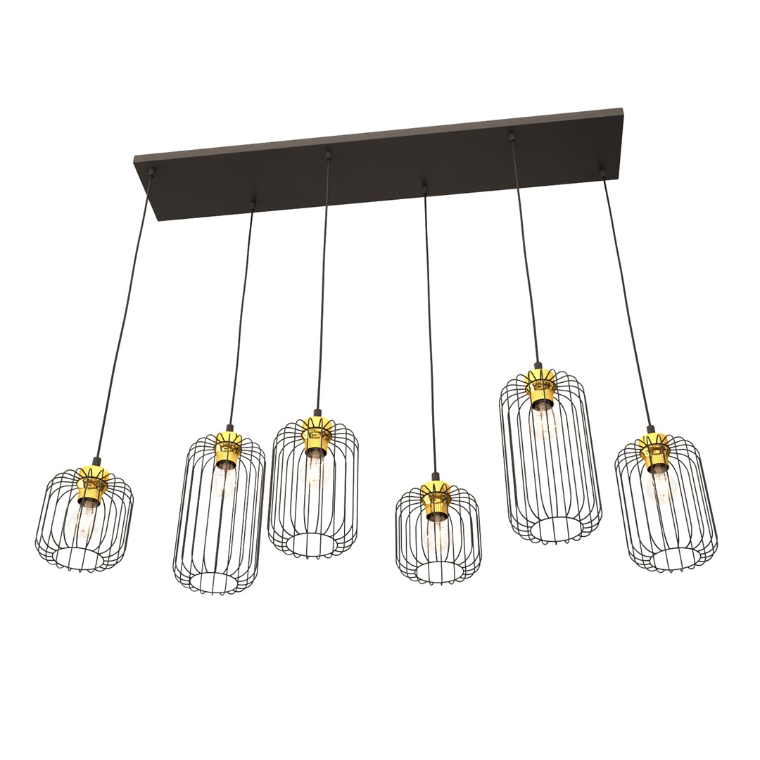 Emibig Visilica VANDER 230V 15W MAX LED E27 Čelik Crna/ Zlatna