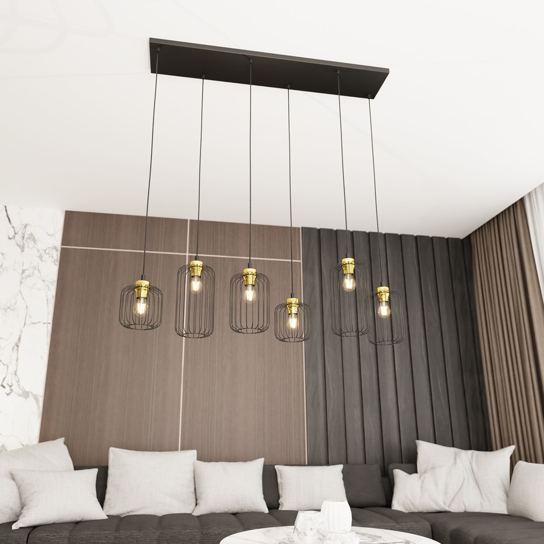 Emibig Visilica VANDER 230V 15W MAX LED E27 Čelik Crna/ Zlatna