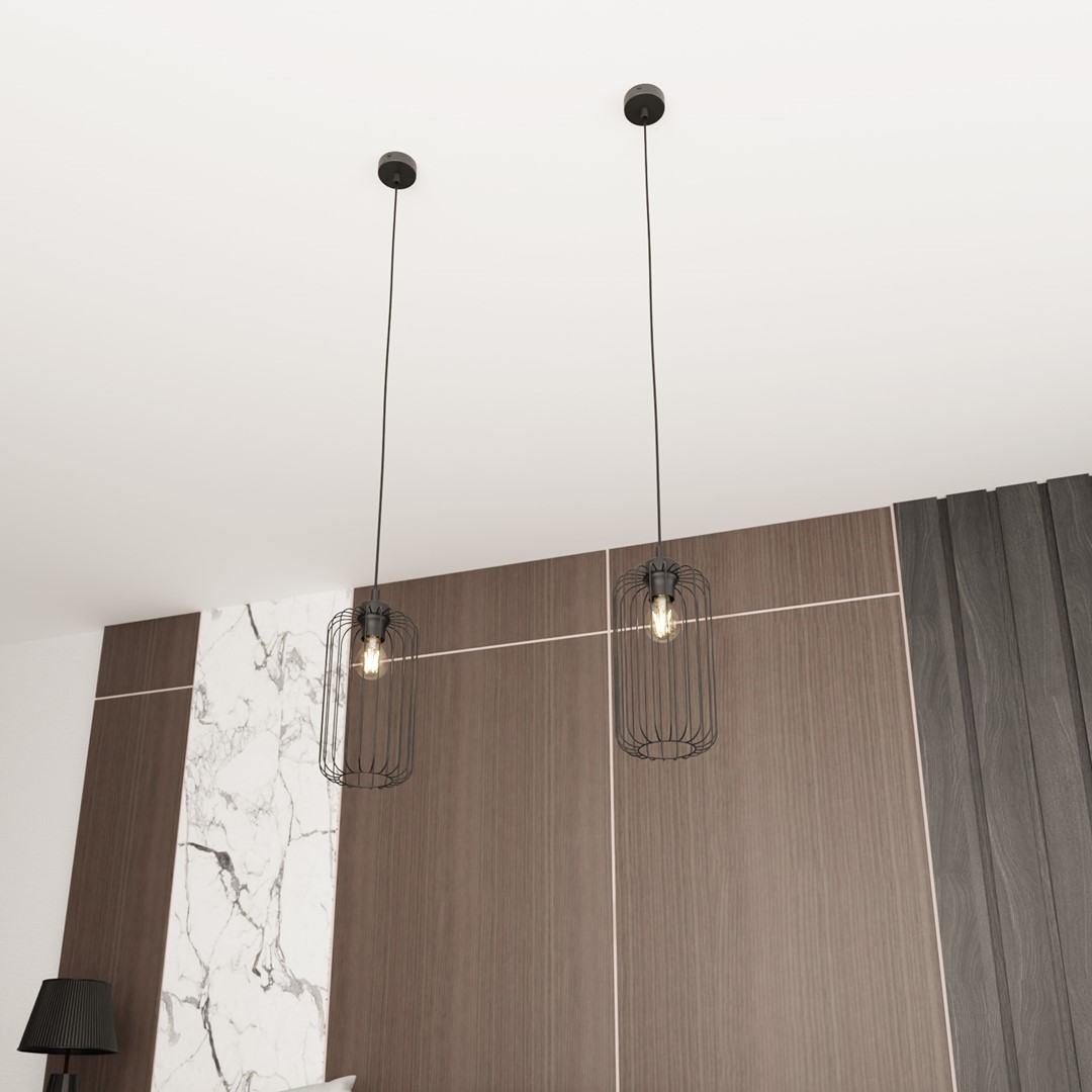 Emibig Visilica VANDER 230V 15W MAX LED E27 Čelik Crna