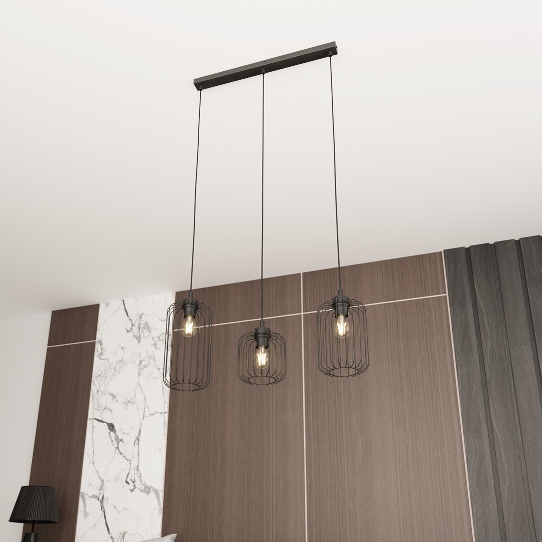 Emibig Visilica VANDER 230V 15W MAX LED E27 Čelik Crna
