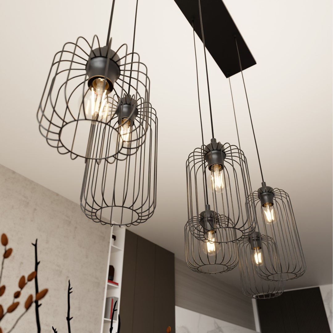 Emibig Visilica VANDER 230V 15W MAX LED E27 Čelik Crna