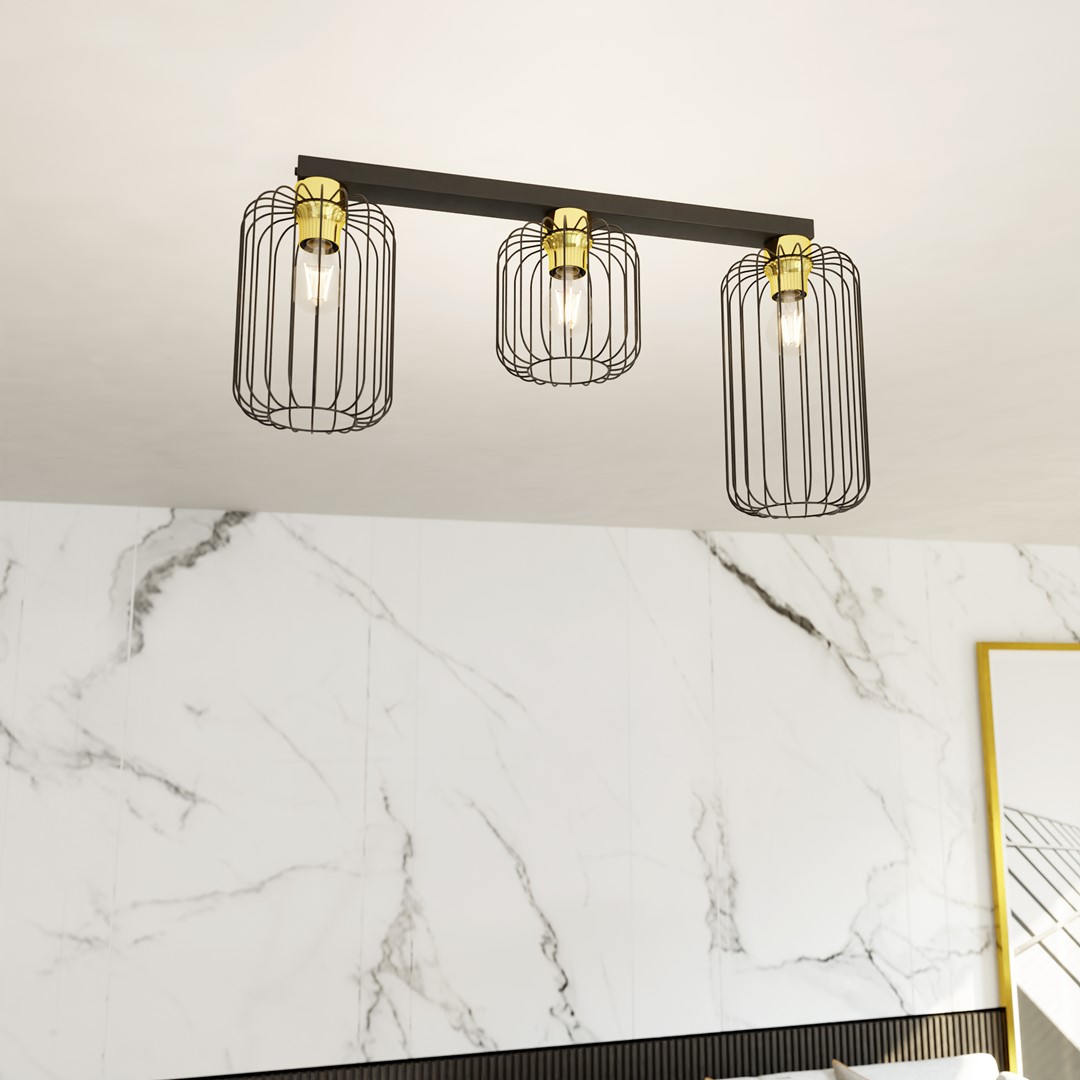 Emibig Stropna svjetiljka BARN 230V 15W MAX LED E27 Čelik Crna/ Zlatna