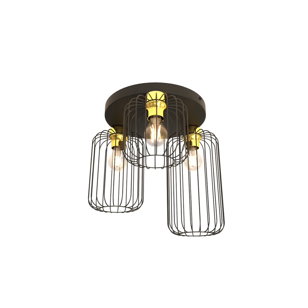 Emibig Stropna svjetiljka BARN 230V 15W MAX LED E27 Čelik Crna/ Zlatna