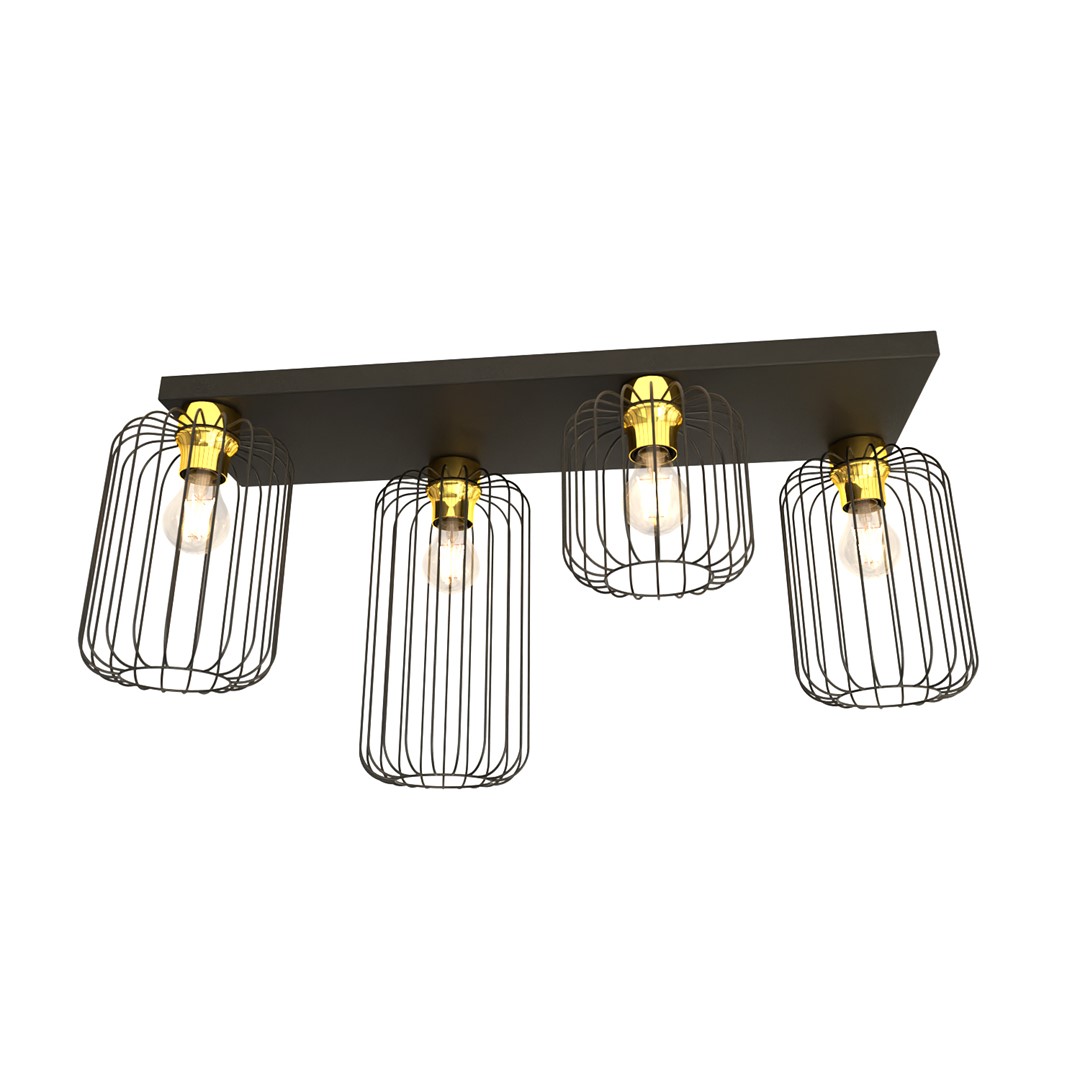 Emibig Stropna svjetiljka BARN 230V 15W MAX LED E27 Čelik Crna/ Zlatna