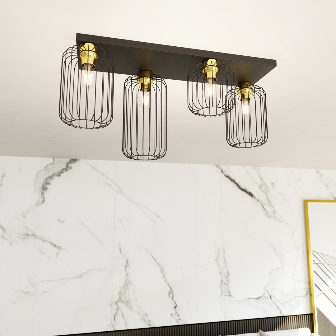 Emibig Stropna svjetiljka BARN 230V 15W MAX LED E27 Čelik Crna/ Zlatna