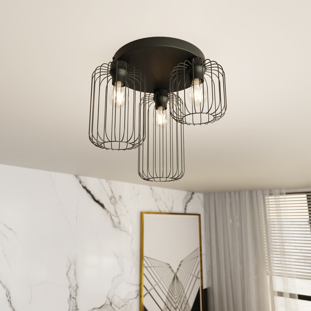 Emibig Stropna svjetiljka BARN 230V 15W MAX LED E27 Čelik Crna