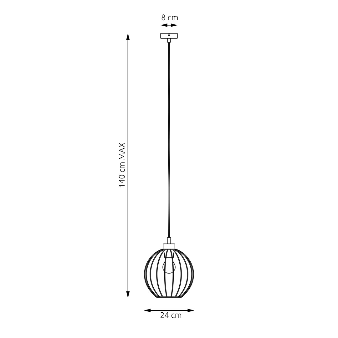 Emibig Visilica NANDO 230V 15W MAX LED E27 Čelik Crna/ Zlatna