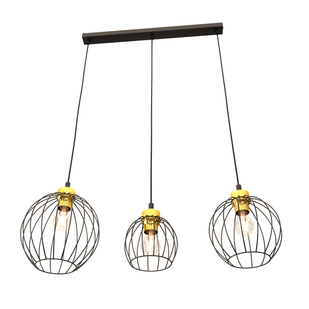 Emibig Visilica NANDO 230V 15W MAX LED E27 Čelik Crna/ Zlatna