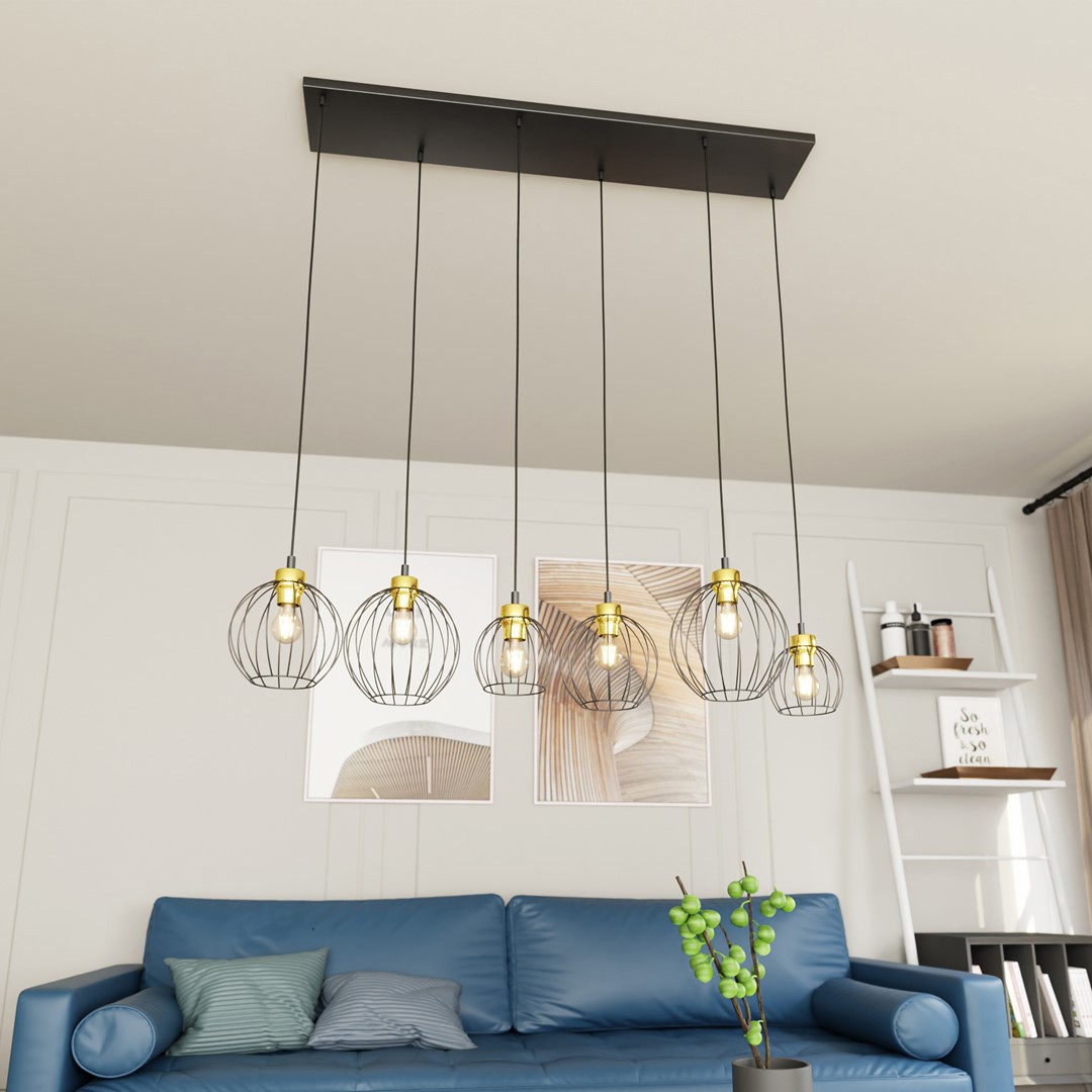 Emibig Visilica NANDO 230V 15W MAX LED E27 Čelik Crna/ Zlatna