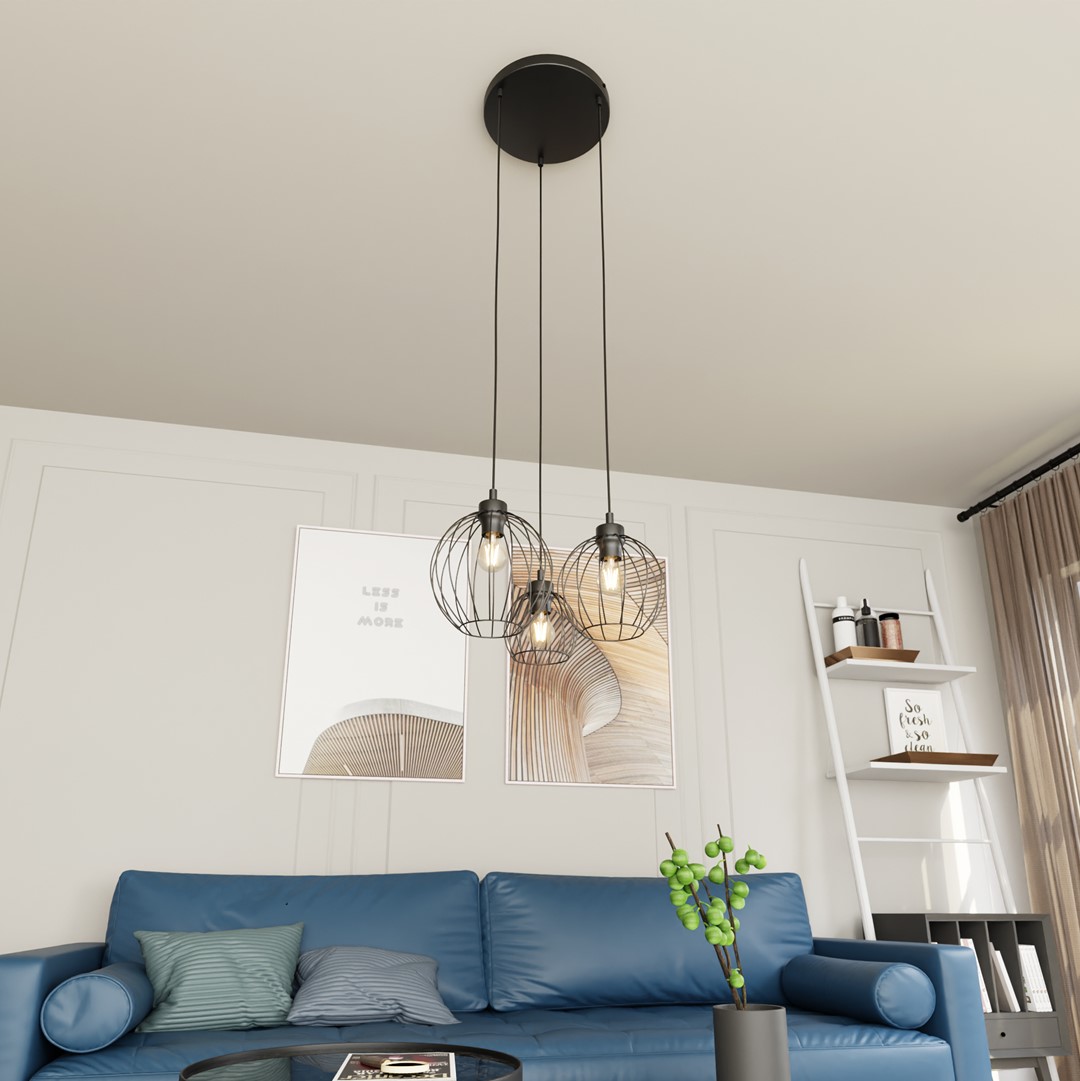 Emibig Visilica NANDO 230V 15W MAX LED E27 Čelik Crna