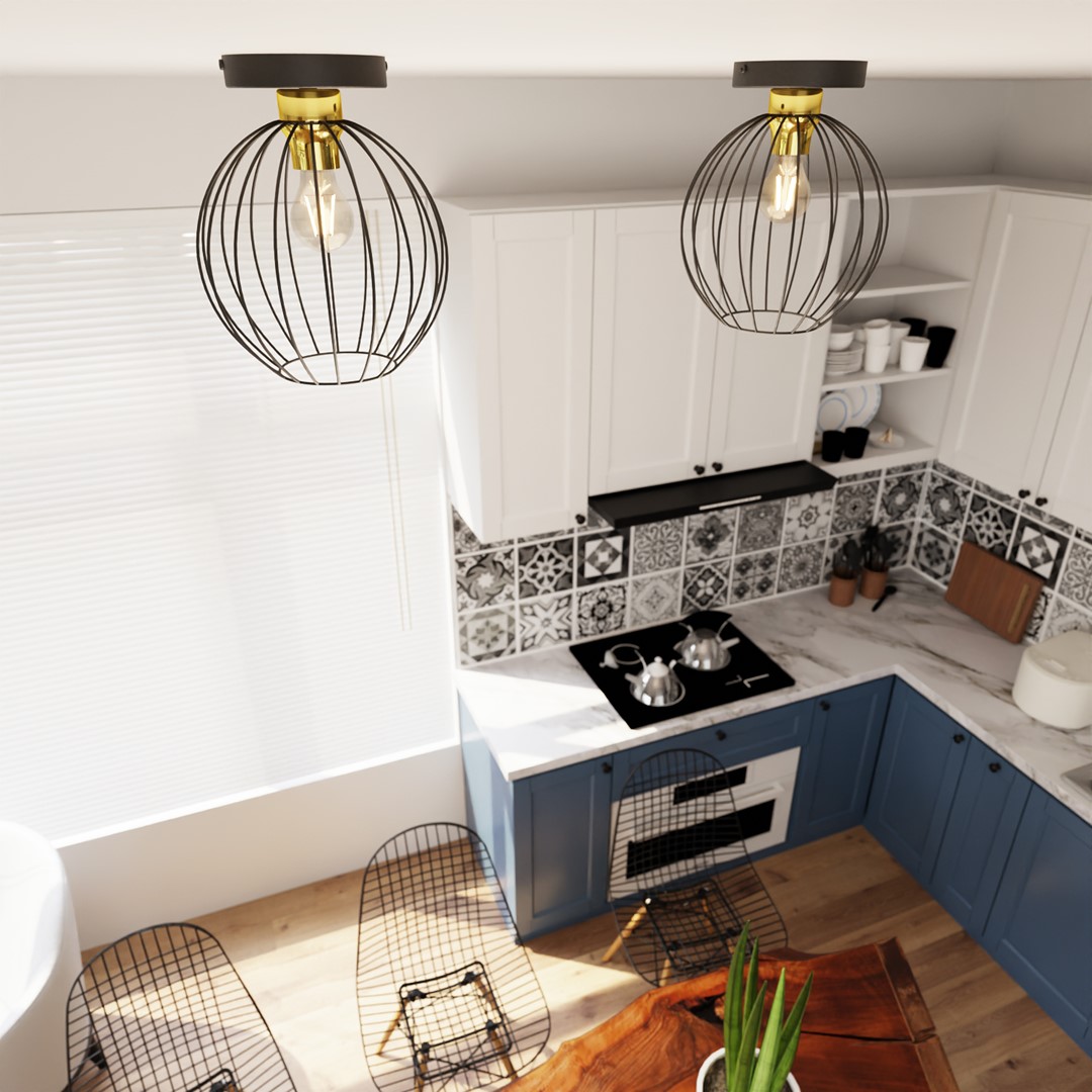 Emibig Stropna svjetiljka NEST 230V 15W MAX LED E27 Čelik Crna/ Zlatna
