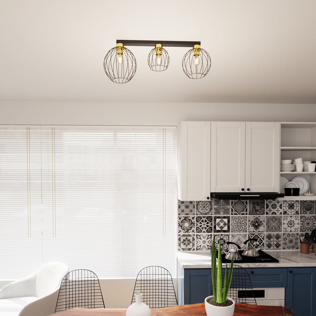 Emibig Stropna svjetiljka NEST 230V 15W MAX LED E27 Čelik Crna/ Zlatna