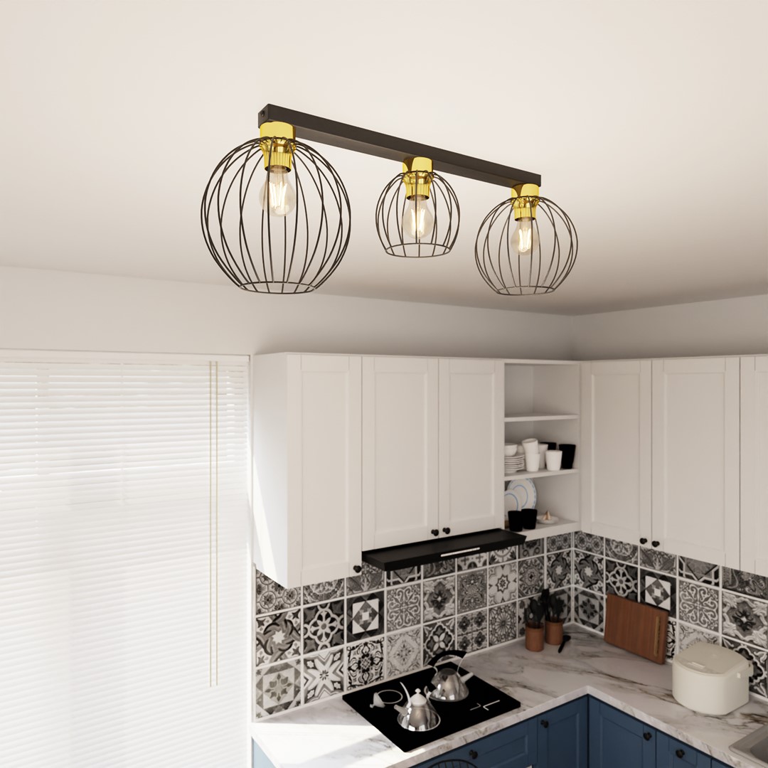 Emibig Stropna svjetiljka NEST 230V 15W MAX LED E27 Čelik Crna/ Zlatna