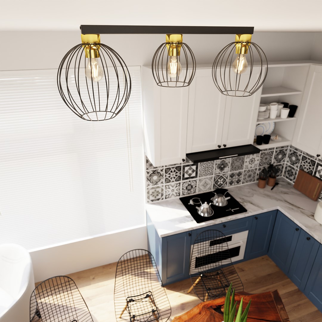 Emibig Stropna svjetiljka NEST 230V 15W MAX LED E27 Čelik Crna/ Zlatna