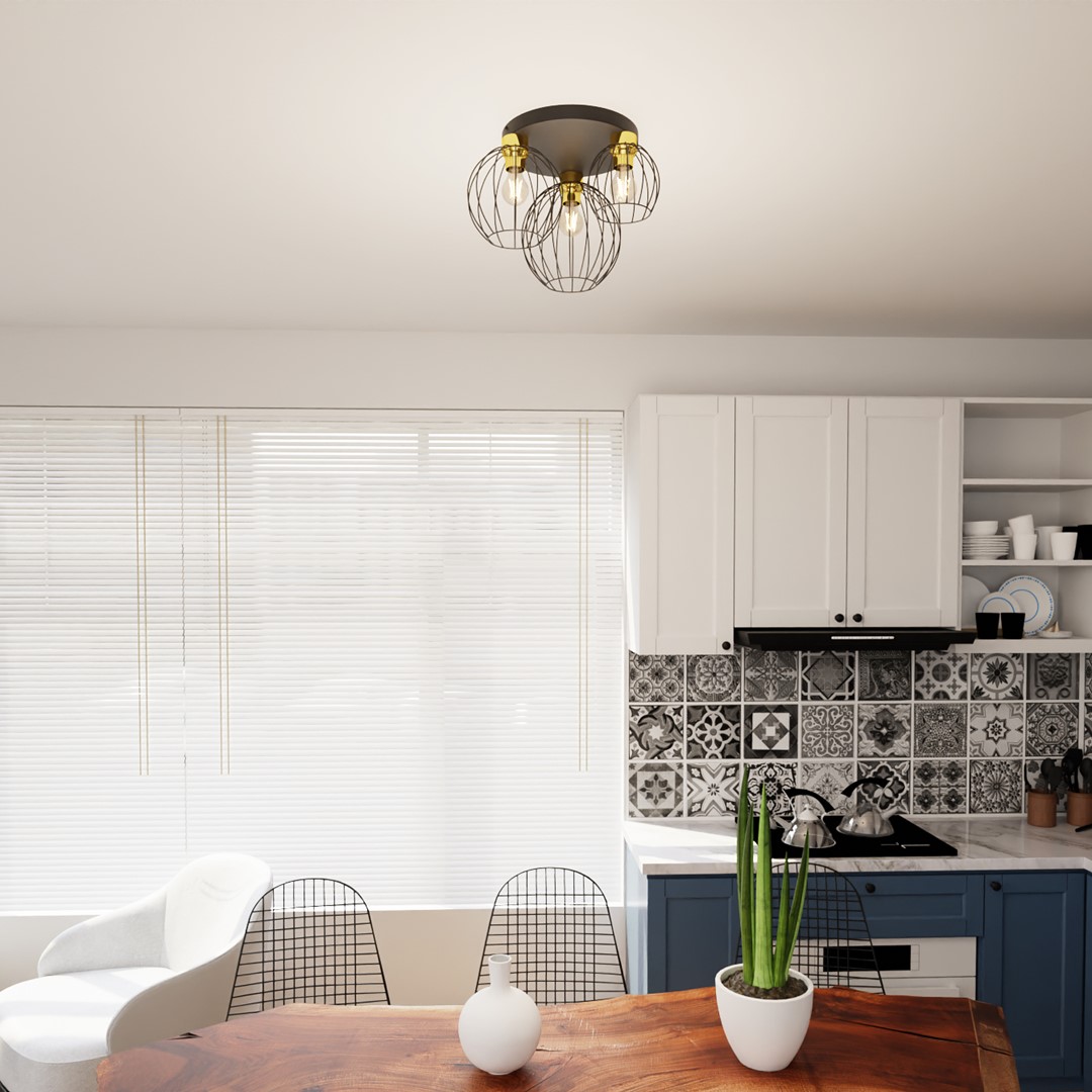 Emibig Stropna svjetiljka NEST 230V 15W MAX LED E27 Čelik Crna/ Zlatna