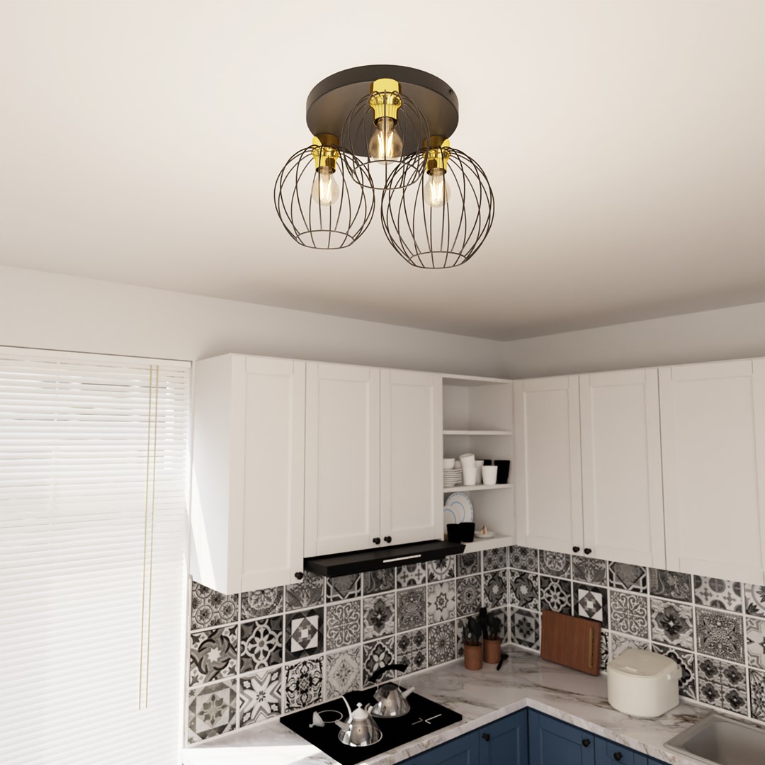 Emibig Stropna svjetiljka NEST 230V 15W MAX LED E27 Čelik Crna/ Zlatna