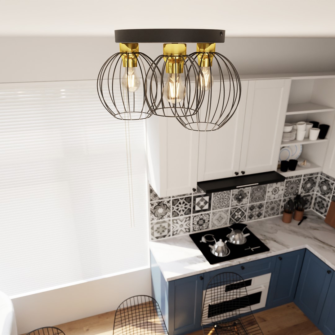 Emibig Stropna svjetiljka NEST 230V 15W MAX LED E27 Čelik Crna/ Zlatna