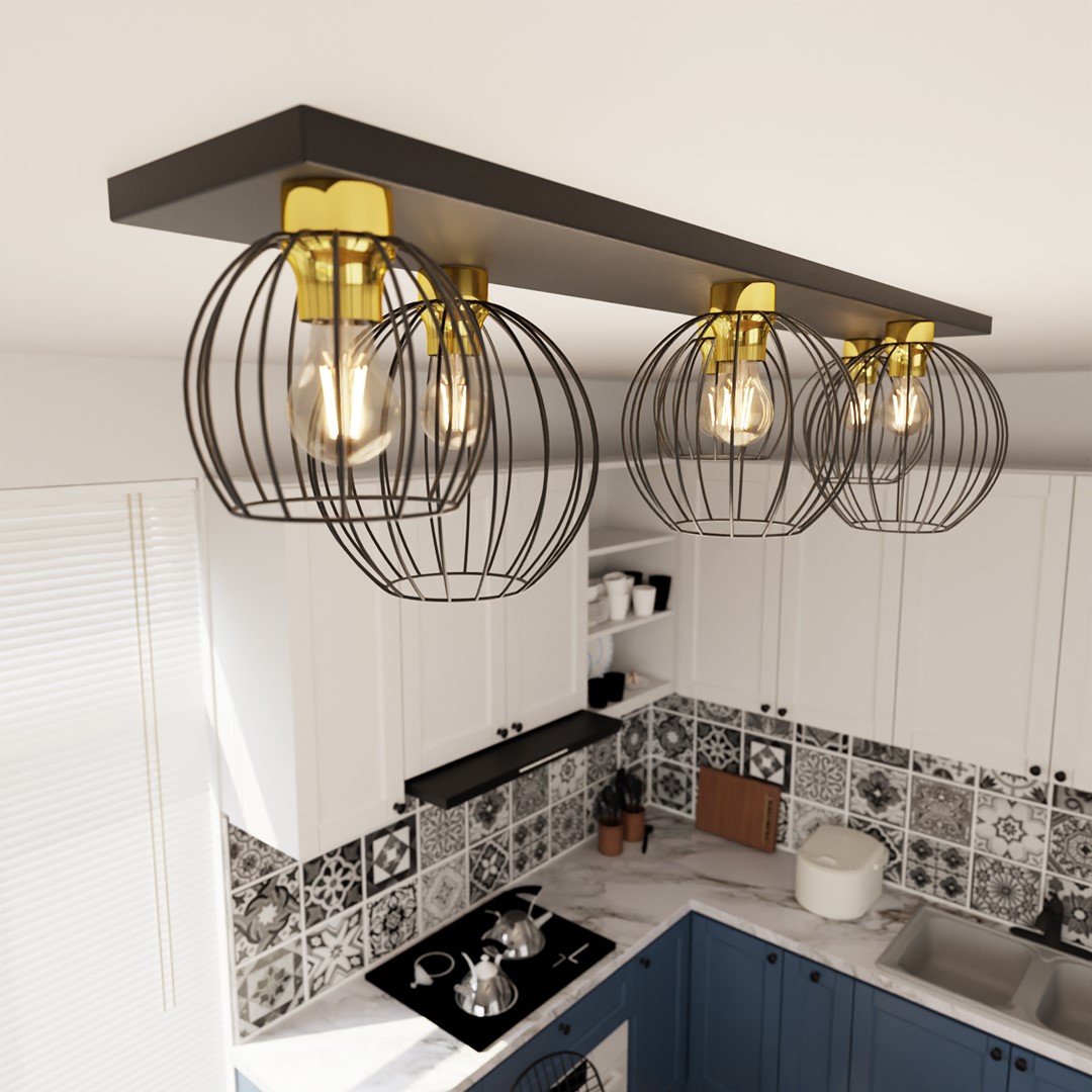 Emibig Stropna svjetiljka NEST 230V 15W MAX LED E27 Čelik Crna/ Zlatna