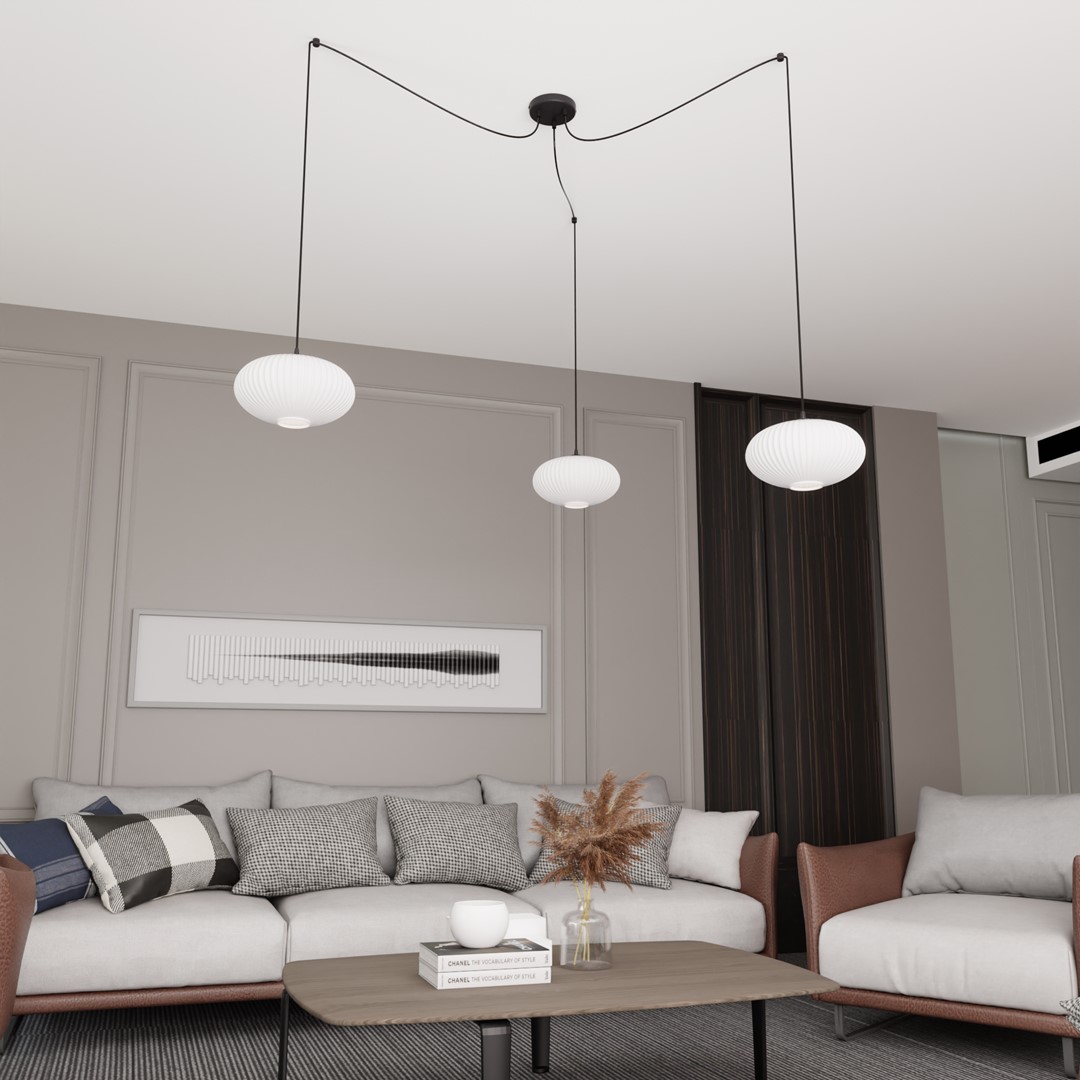 Emibig Visilica ORIGO 230 V 15W MAX LED E27 Čelik/ Staklo Crna