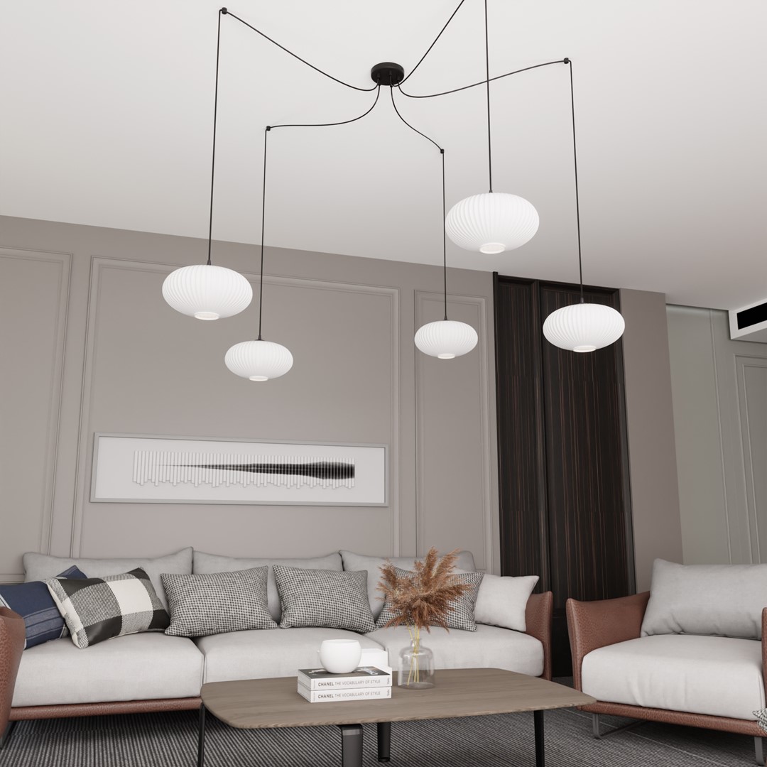 Emibig Visilica ORIGO 230 V 15W MAX LED E27 Čelik/ Staklo Crna