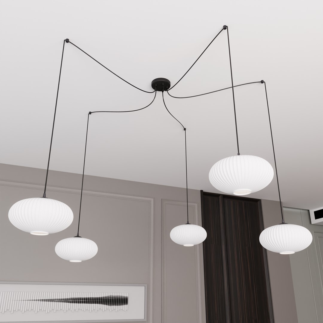 Emibig Visilica ORIGO 230 V 15W MAX LED E27 Čelik/ Staklo Crna