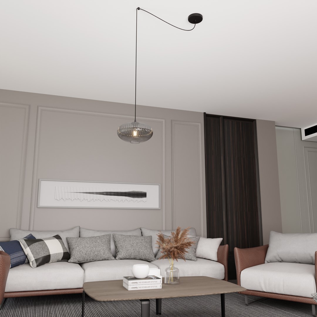 Emibig Visilica ORIGO 230 V 15W MAX LED E27 Čelik/ Staklo Crna