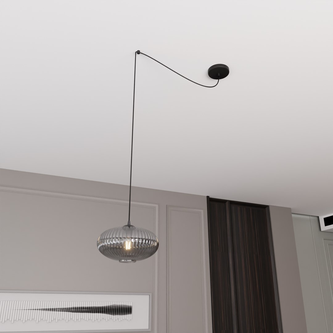 Emibig Visilica ORIGO 230 V 15W MAX LED E27 Čelik/ Staklo Crna