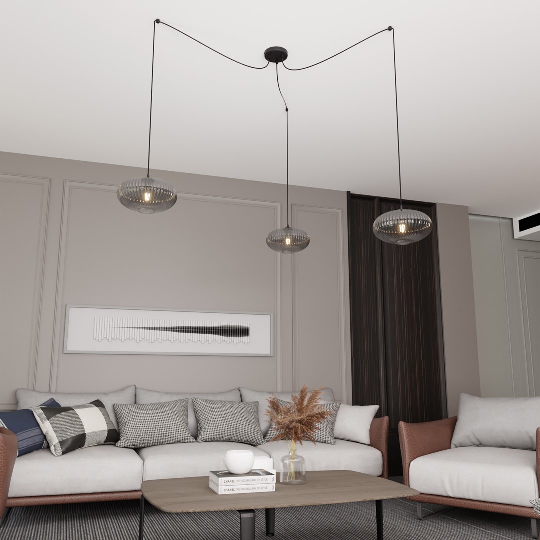 Emibig Visilica ORIGO 230 V 15W MAX LED E27 Čelik/ Staklo Crna