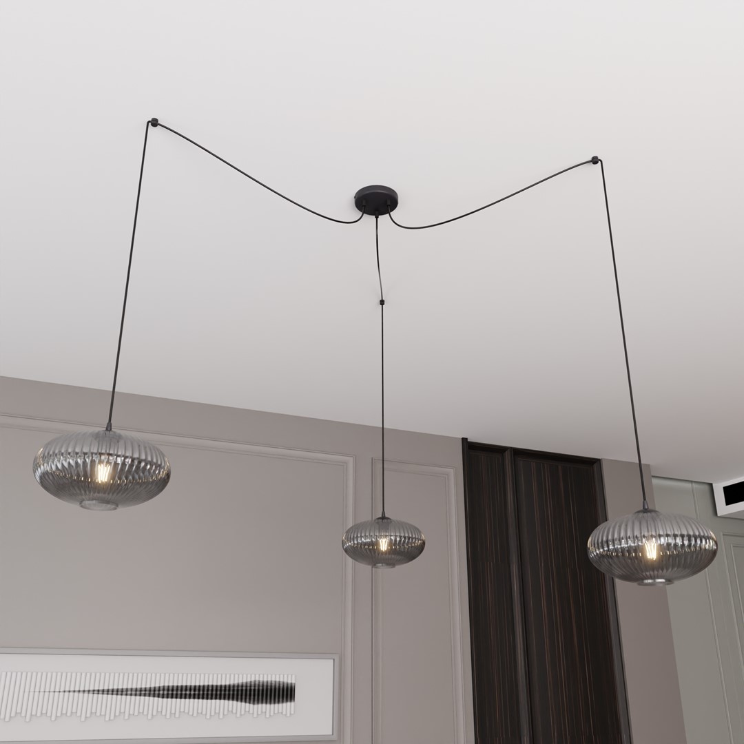 Emibig Visilica ORIGO 230 V 15W MAX LED E27 Čelik/ Staklo Crna