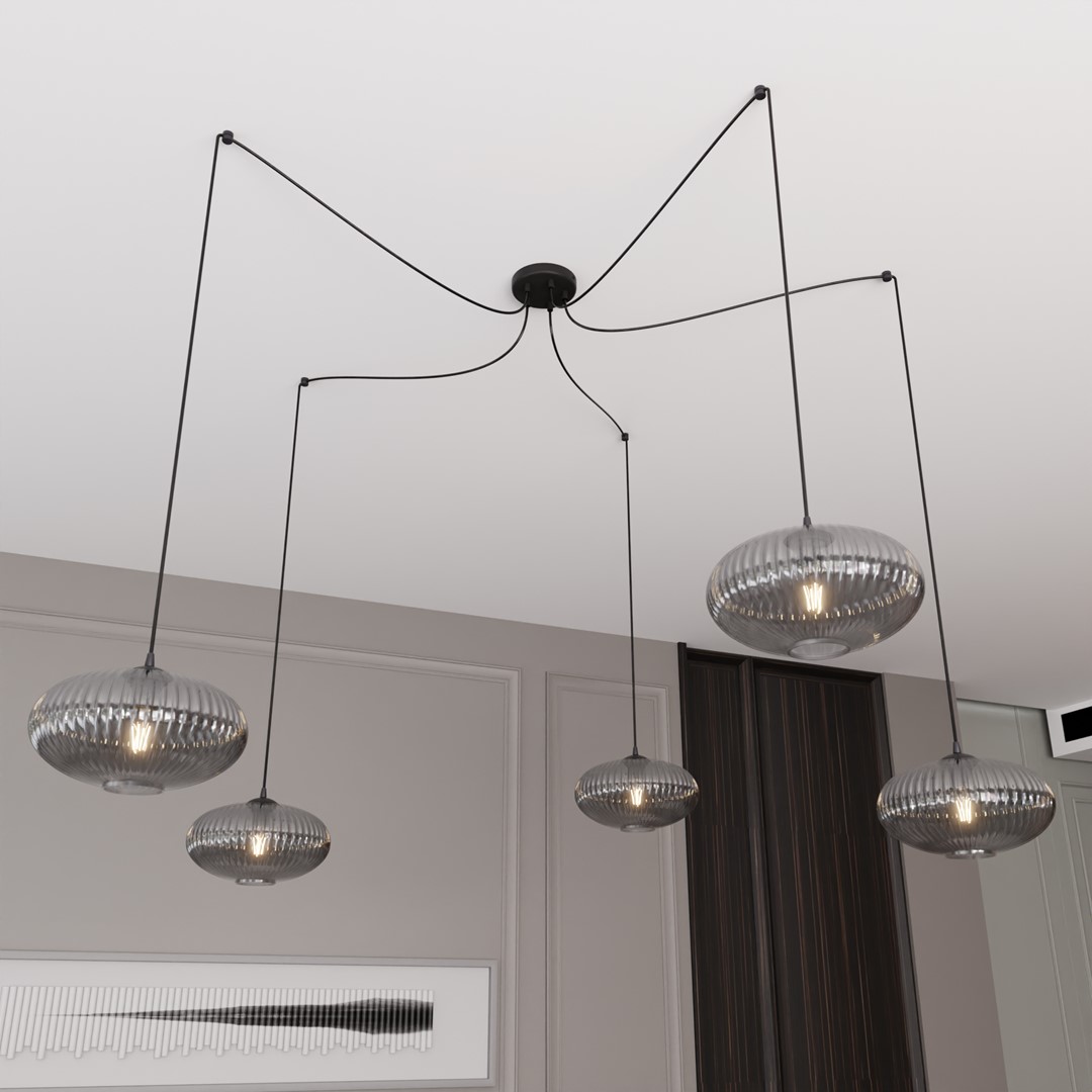 Emibig Visilica ORIGO 230 V 15W MAX LED E27 Čelik/ Staklo Crna