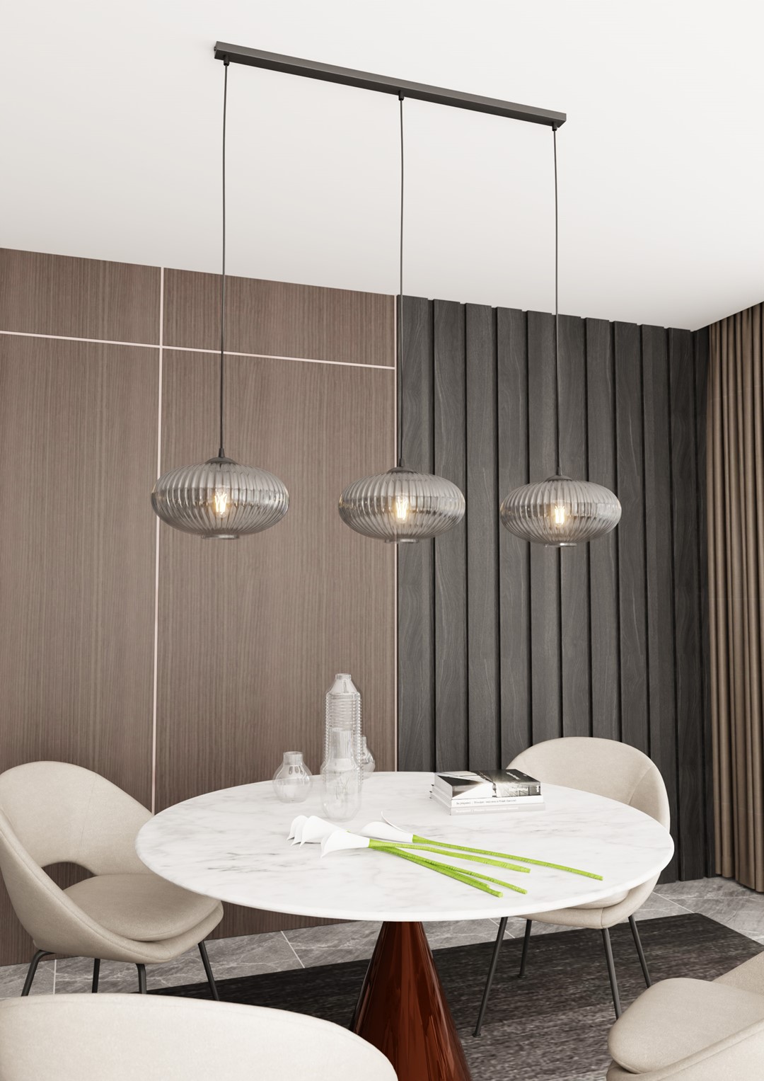 Emibig Visilica COCO 230 V 15W MAX LED E27 Čelik/ Staklo Crna
