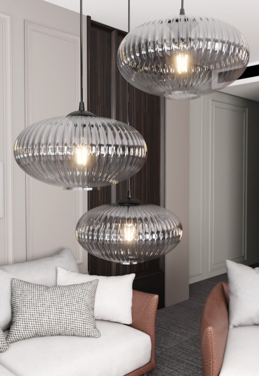 Emibig Visilica COCO 230 V 15W MAX LED E27 Čelik/ Staklo Crna