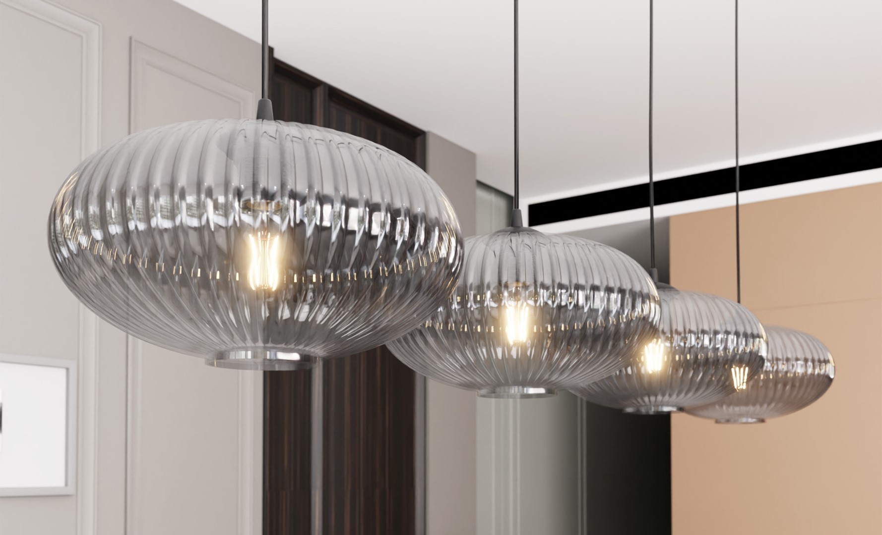 Emibig Visilica COCO 230 V 15W MAX LED E27 Čelik/ Staklo Crna