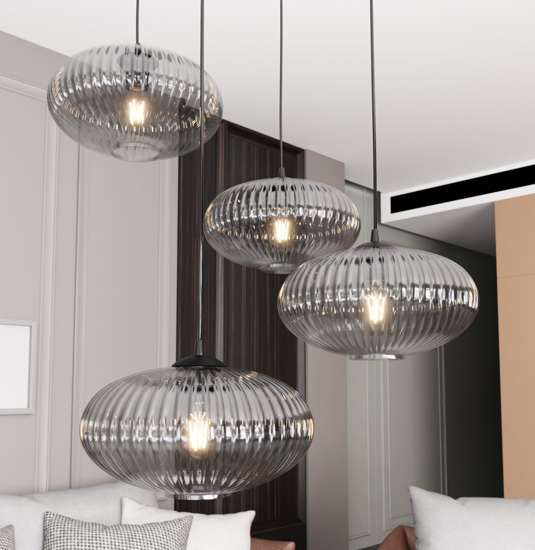 Emibig Visilica COCO 230 V 15W MAX LED E27 Čelik/ Staklo Crna