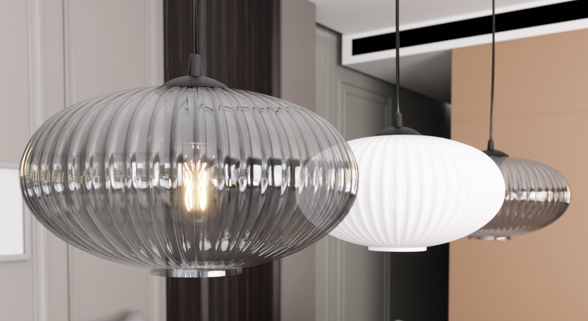 Emibig Visilica COCO 230 V 15W MAX LED E27 Čelik/ Staklo Crna