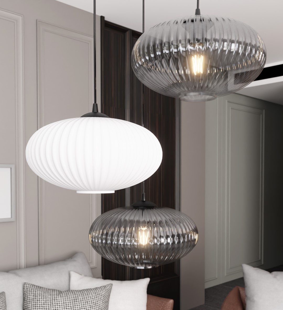 Emibig Visilica COCO 230 V 15W MAX LED E27 Čelik/ Staklo Crna