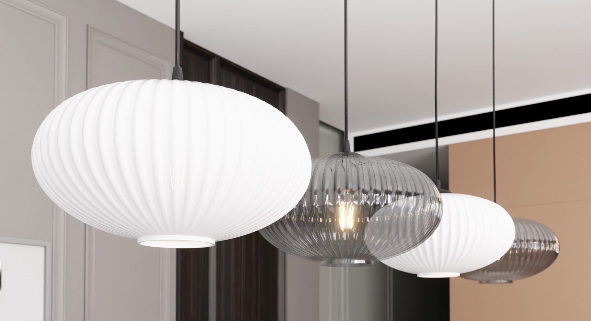 Emibig Visilica COCO 230 V 15W MAX LED E27 Čelik/ Staklo Crna