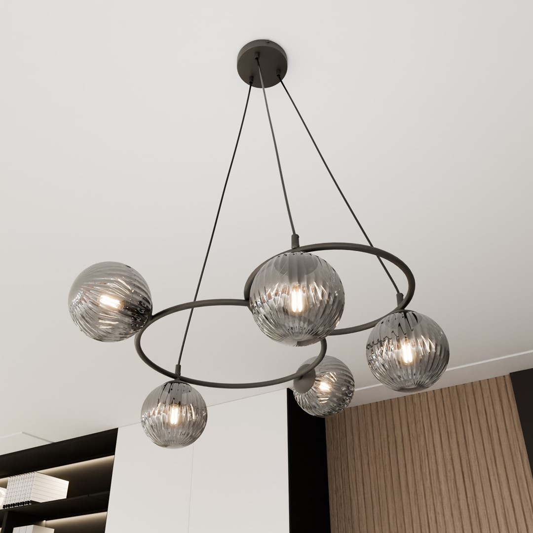 Emibig Visilica LIBRA 230 V 10W MAX LED E14 Čelik/ Staklo Crna