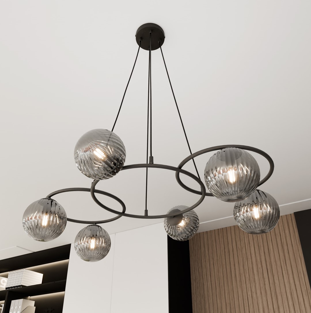 Emibig Visilica LIBRA 230 V 10W MAX LED E14 Čelik/ Staklo Crna
