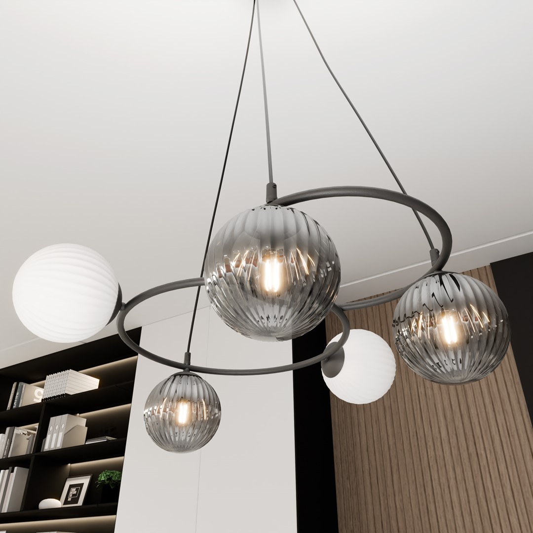 Emibig Visilica LIBRA 230 V 10W MAX LED E14 Čelik/ Staklo Crna