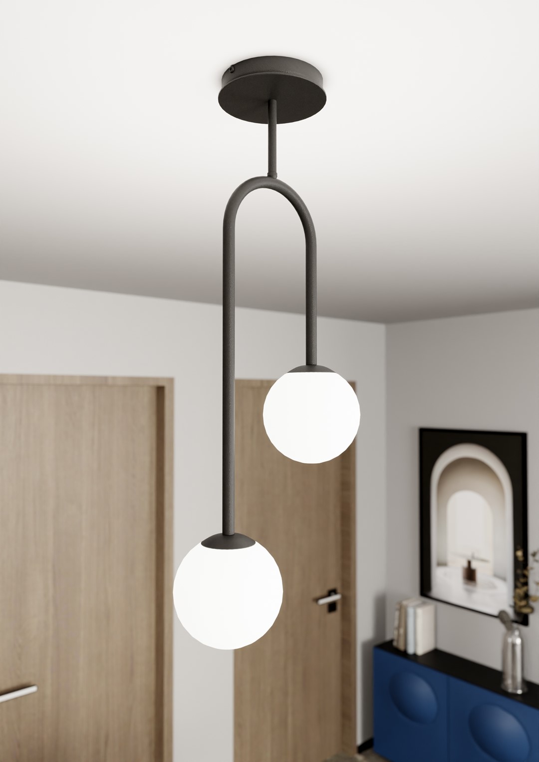 Emibig Visilica ATRIA 230 V 10W MAX LED E14 Čelik/ Staklo Crna/Bijela